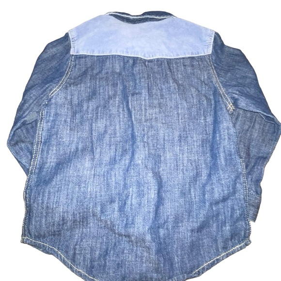 Zara Baby Boy Collection Button Up Size 2/3 Years Snap Buttons Denim 2 Tone - Picture 3 of 4
